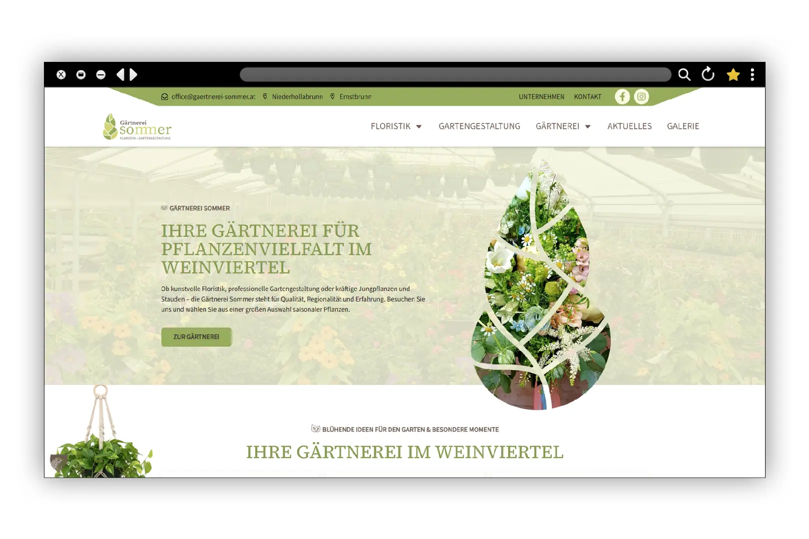Gaertnerei Sommer Website Präsentation Startseite