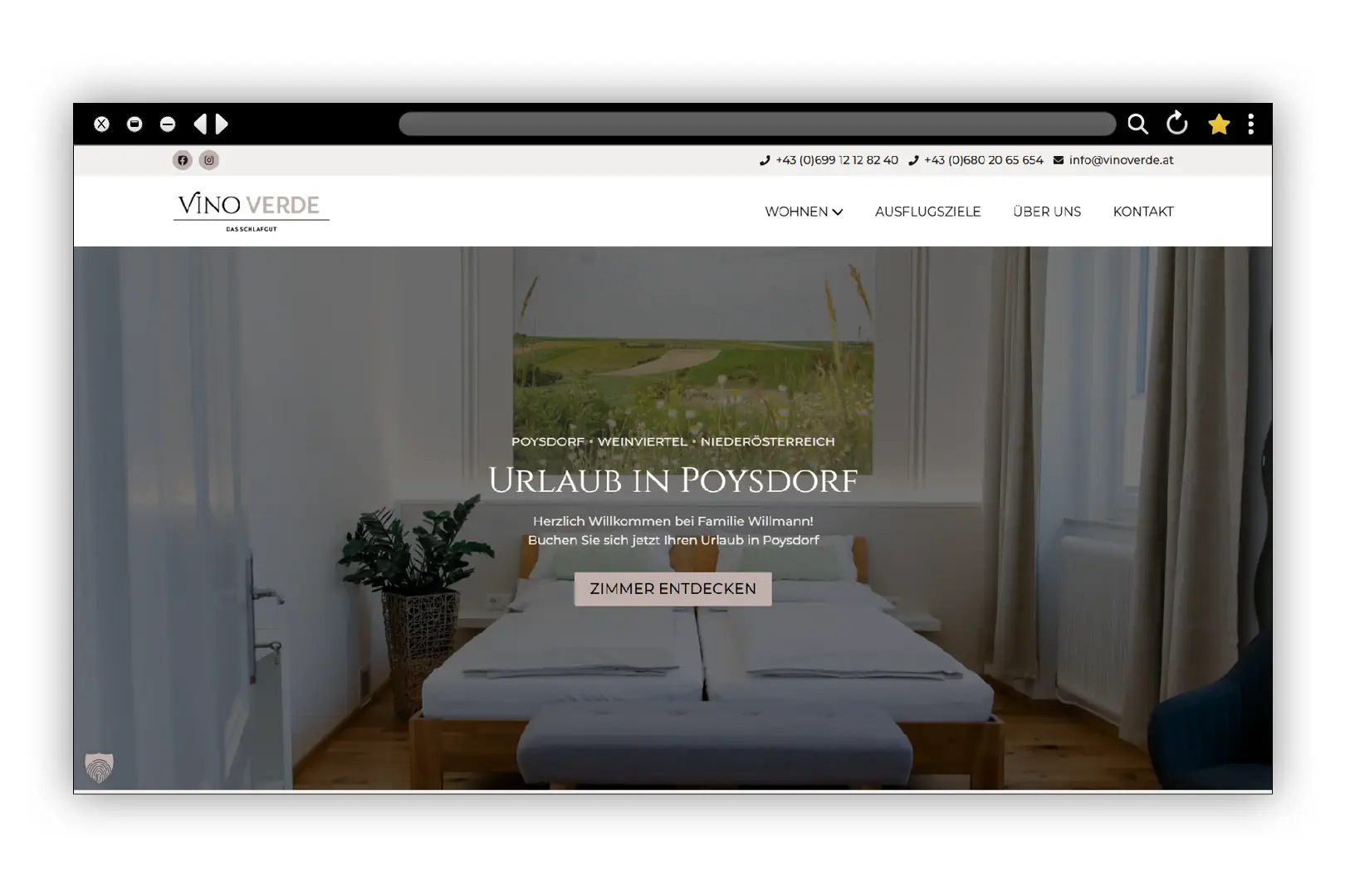 Vinoverde Website Präsentation Startseite